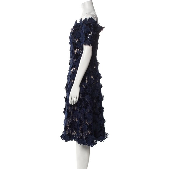 NWT.$5990 OSCAR DE LA RENTA Off-the-shoulder Velvet And Guipure Lace Dress Sz 14 - Picture 8 of 10